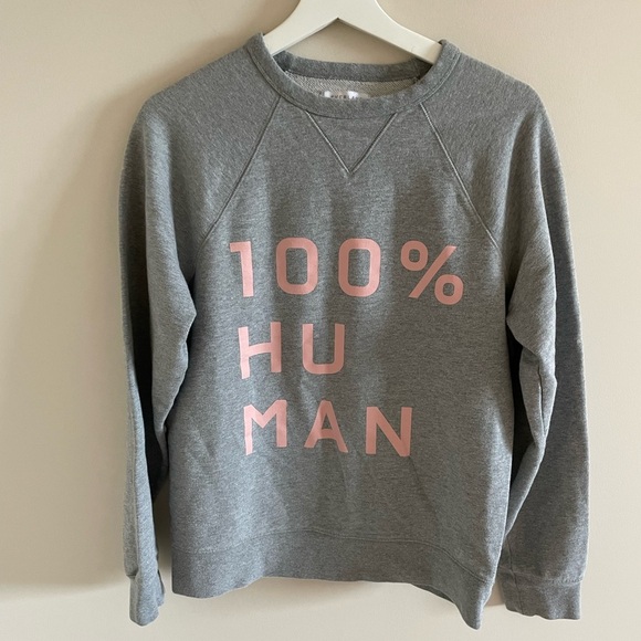 Everlane 100% Human Typography Grey Crewneck Sweatshirt Size Medium - Picture 4 of 8